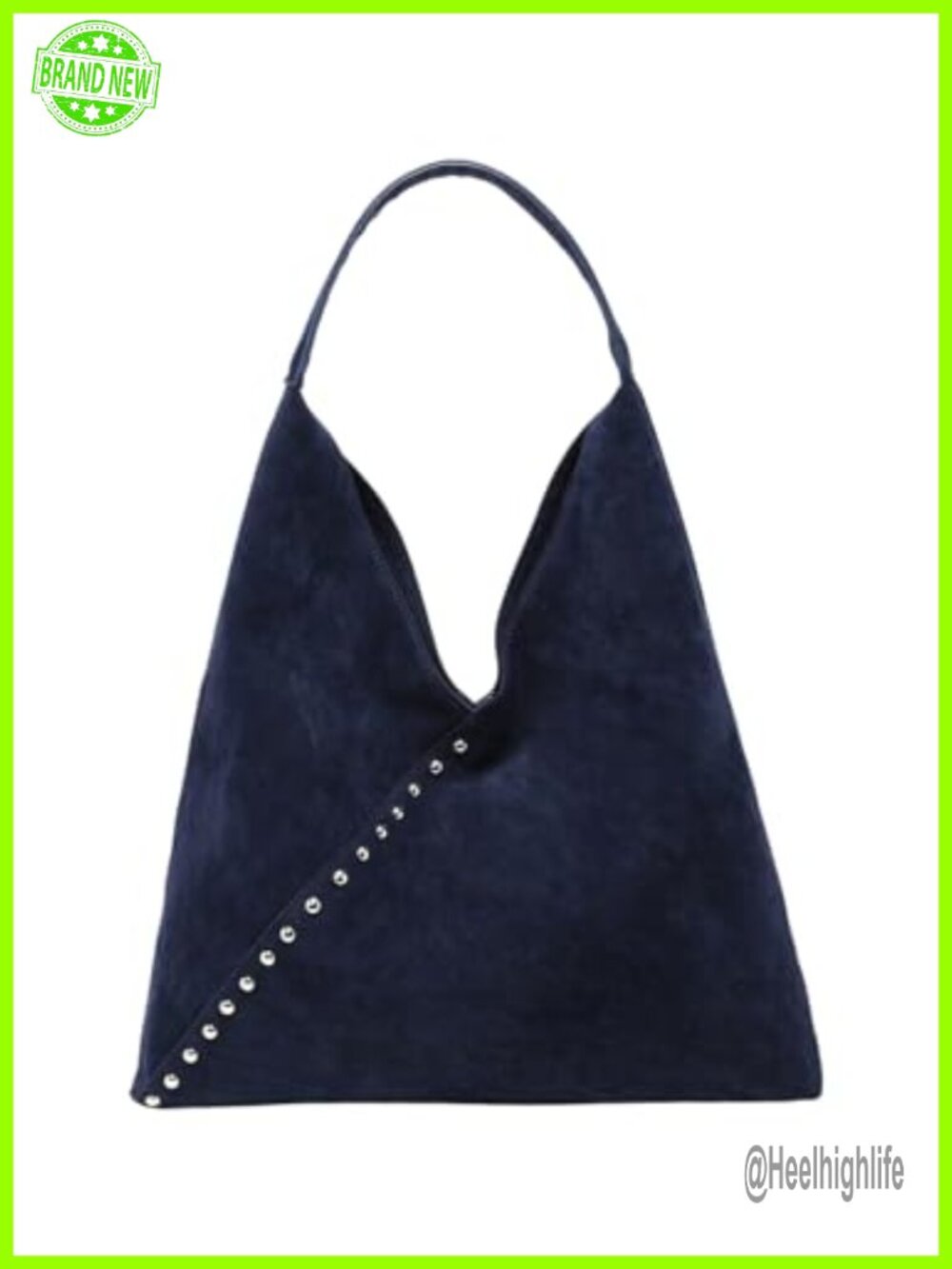 Faux Suede Studded Large Capacity Shoulder Tote Bag Top Handle Commuter Purse
